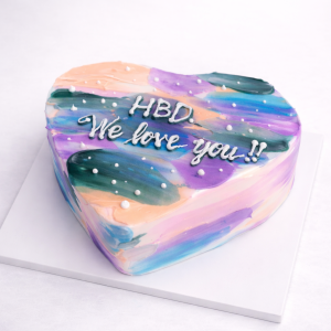 PASTEL ABSTRACT HEART CELEBRATION CAKE